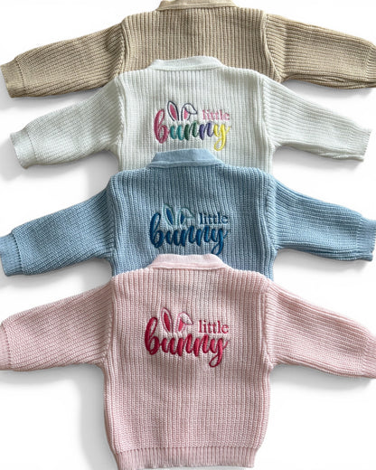 Personalised Little Bunny Baby Cardigan | Embroidered | Dandelion Knit