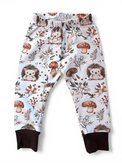 6-9 Months | Exclusive Hedgehog Leggings | Handmade French Terry | Brown Cuffs | READY TO POST