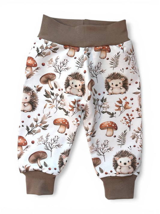 6-9 Months | Exclusive Hedgehog| Handmade Relaxed Fit Cuff Jogger | Yoga Waist | Taupe Cuff | READY TO POST