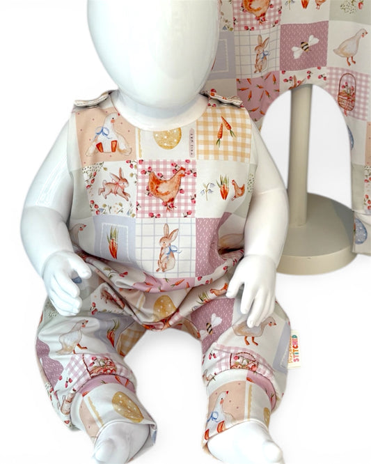0-3 Months | Posy Quilt Flower | Jersey Playful Romper | READY TO POST