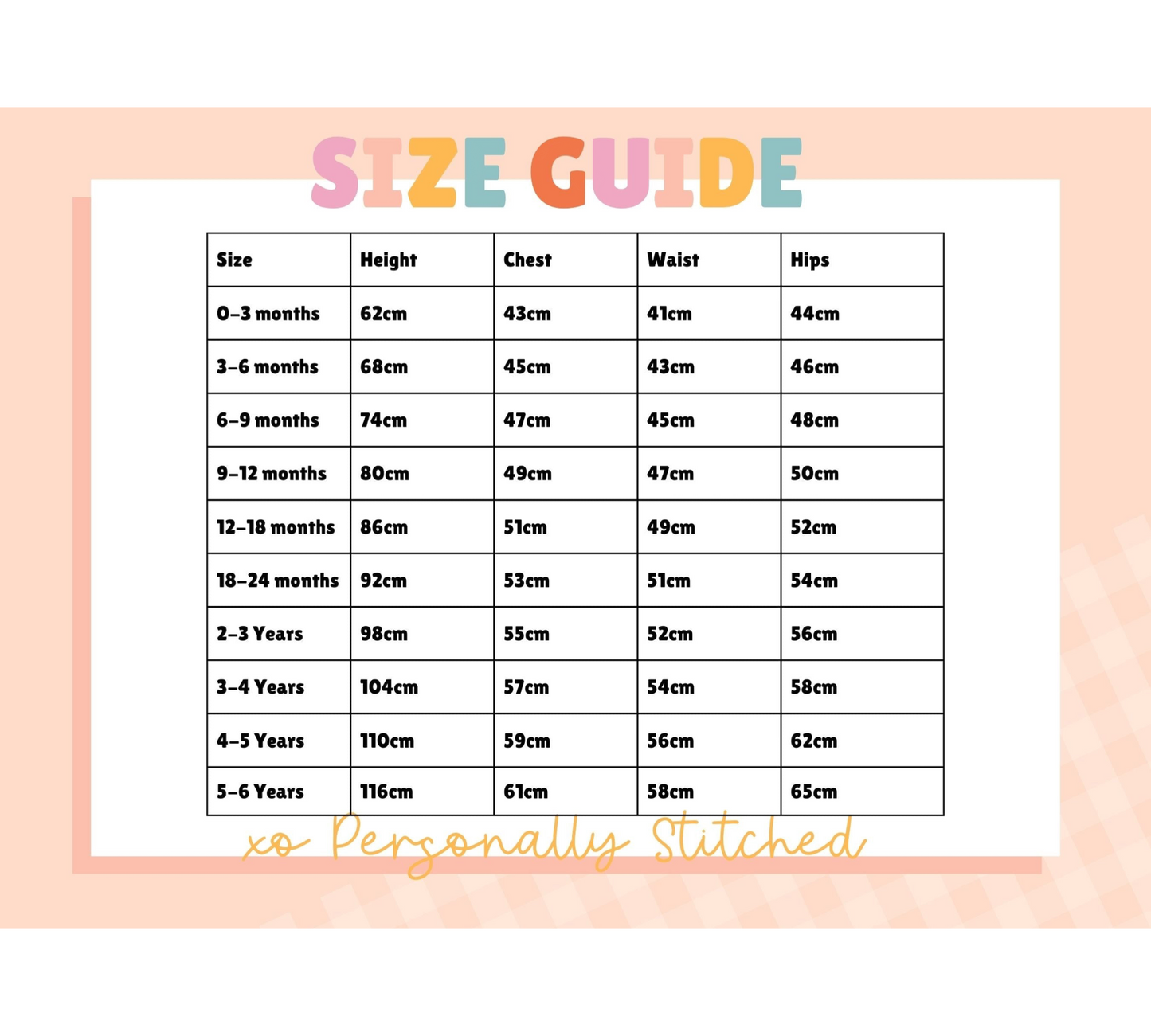 romper size chart
