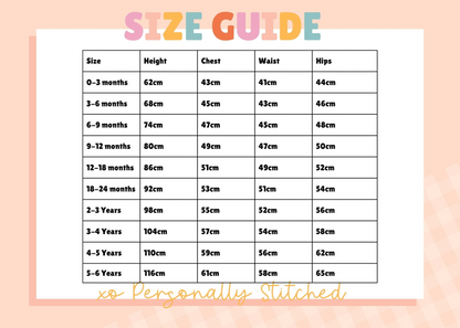 romper size chart