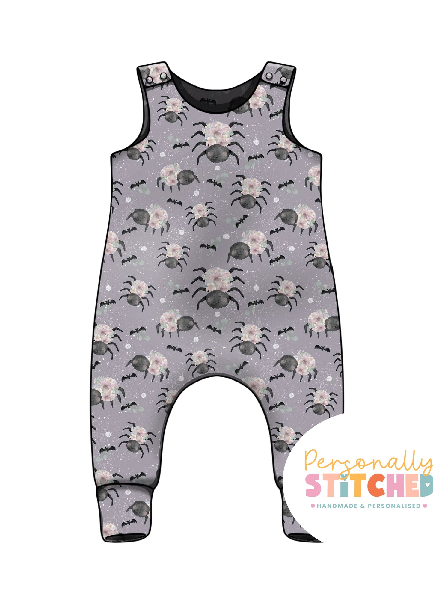 Floral Spider French Terry Romper