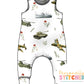 Vintage Military Print French Terry Romper (Handmade To Order)