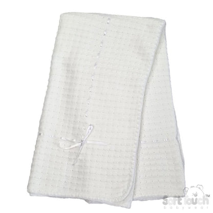 Luxury Embroidered Waffle Shawl With Ribbon | Personalised