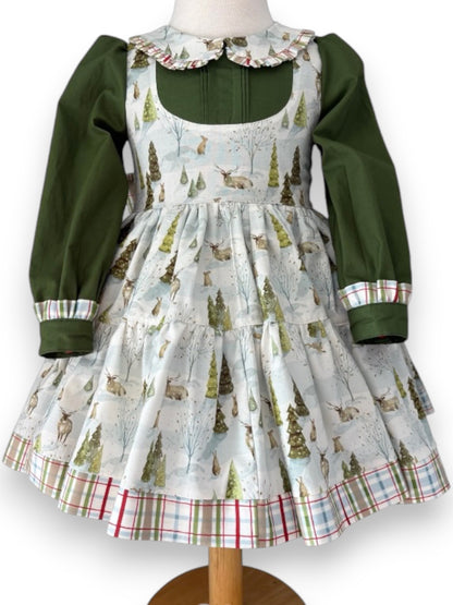 Santa’s Tree Farm | Handmade Woven Cotton Liberty Dress | READY TO POST