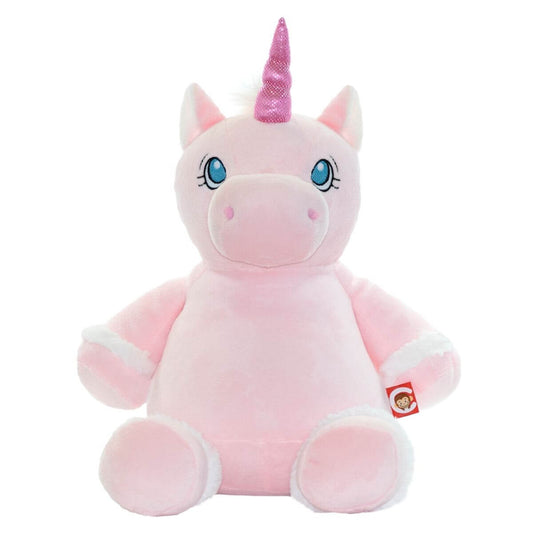 Starflower the pink unicorn soft toy with embroidered personalised name