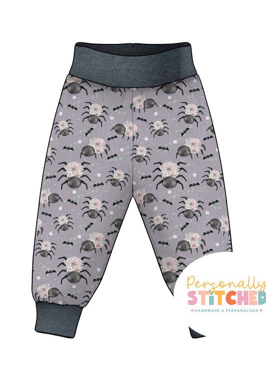 Floral Spider Print French Terry Relaxed Fit Yoga Waist & Cuff Joggers