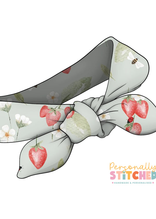Strawberry Meadow Print Tiny Knot Headband