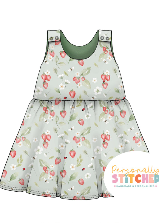 Strawberry Meadow Print French Terry Blossom Dress