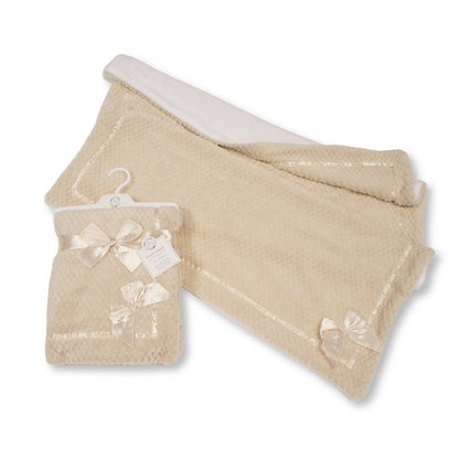 WAFFLE WRAP WITH LACE RIBBON AND BOW - Personalised with embroidery 