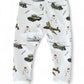 Children's pants with military vehicle pattern on a white background