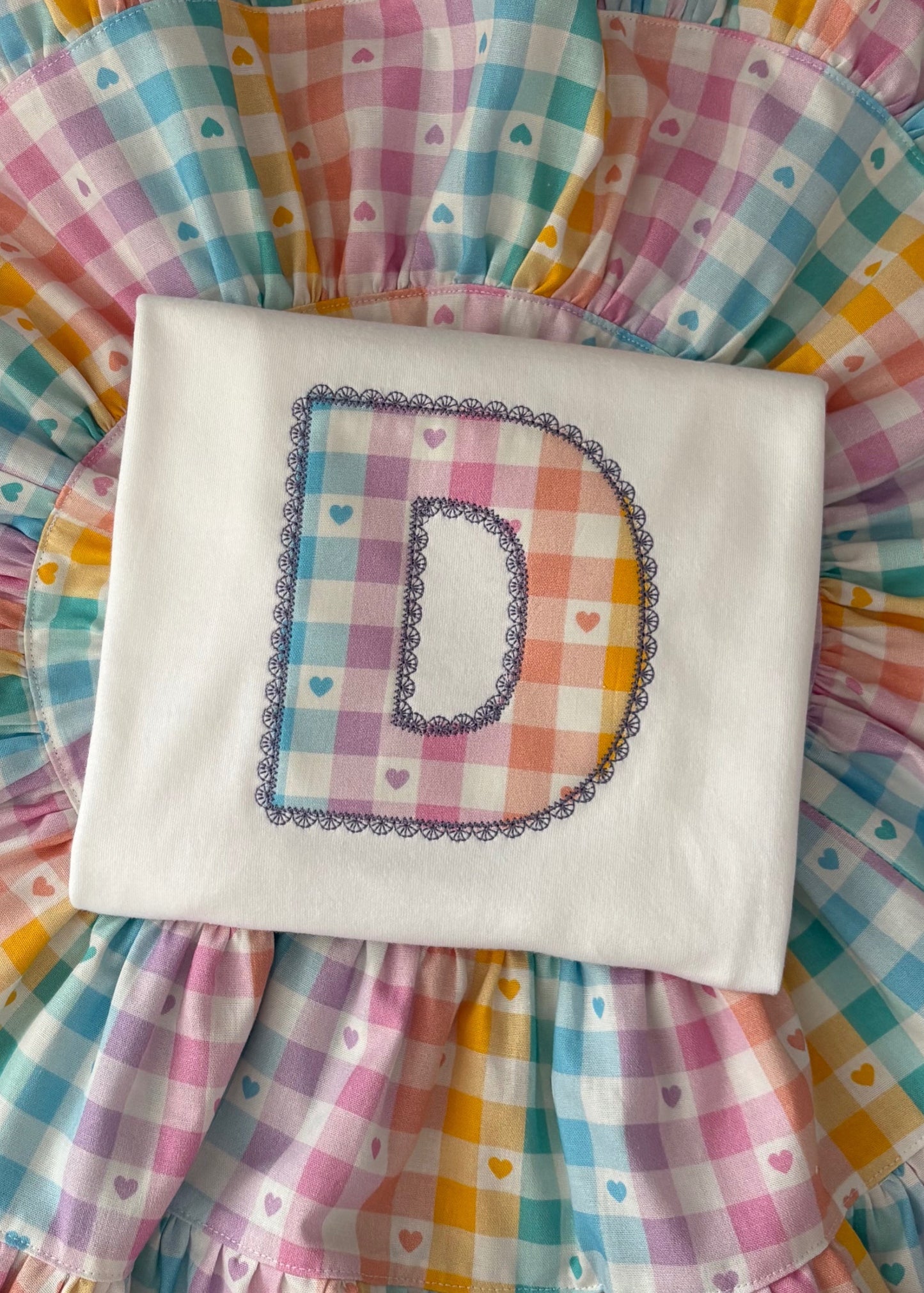 appliqué Initial T-Shirt (Choice of fabrics)