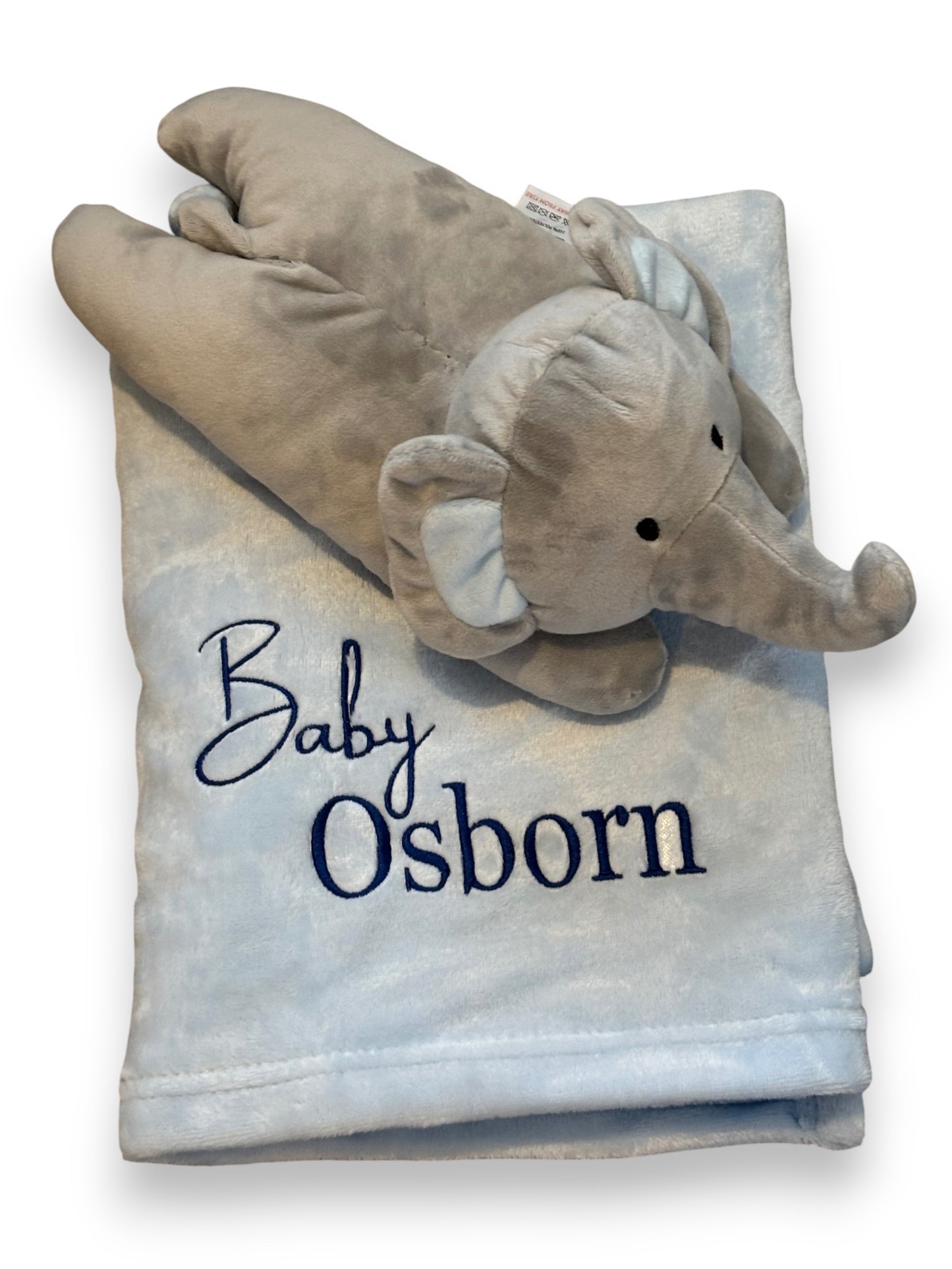 Personalised Plush Blanket With Elephant Toy | Embroidered