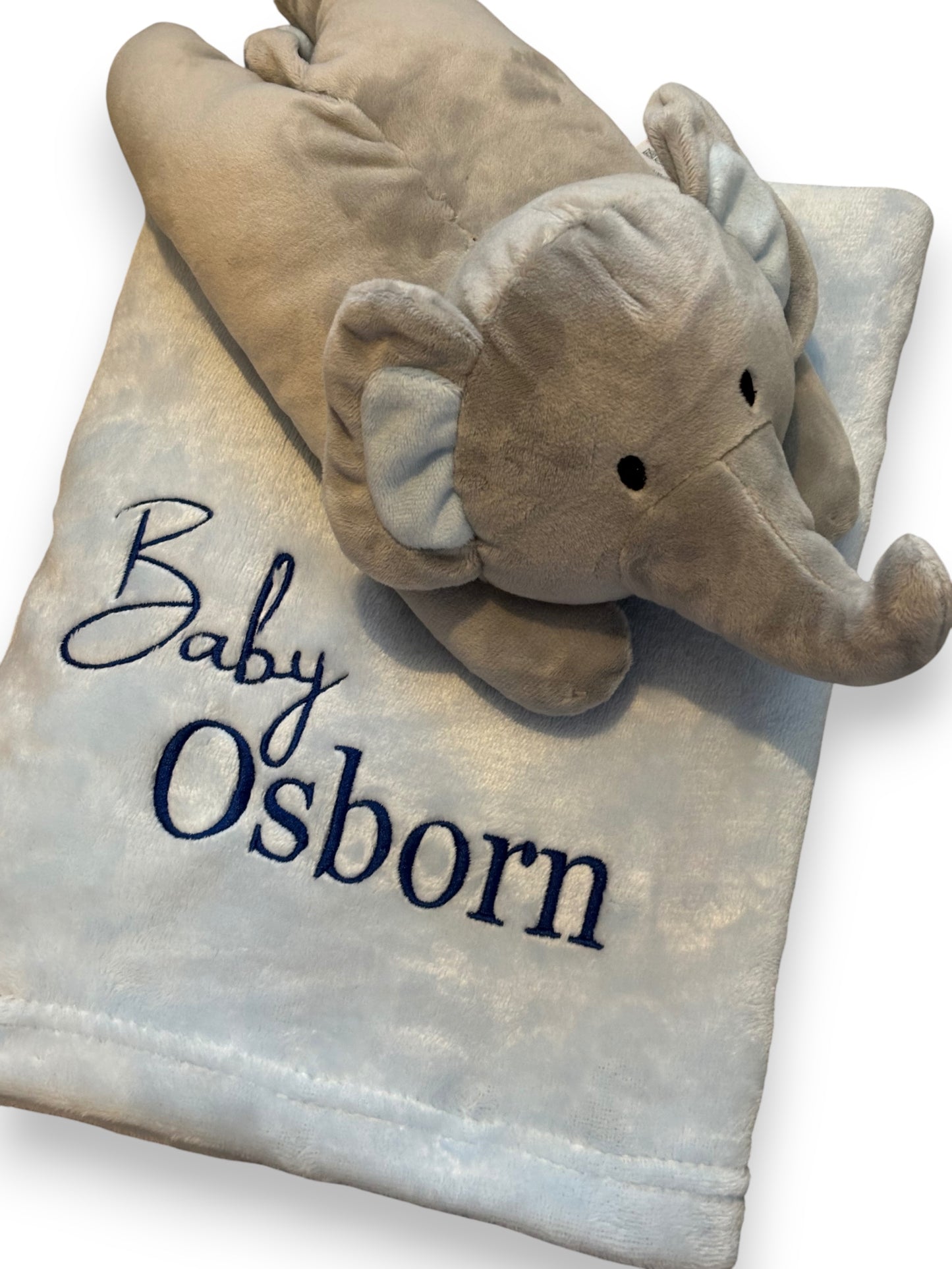 Personalised Plush Blanket With Elephant Toy | Embroidered