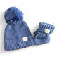 Blue Organic Knit Baby Hat & Bootie Set