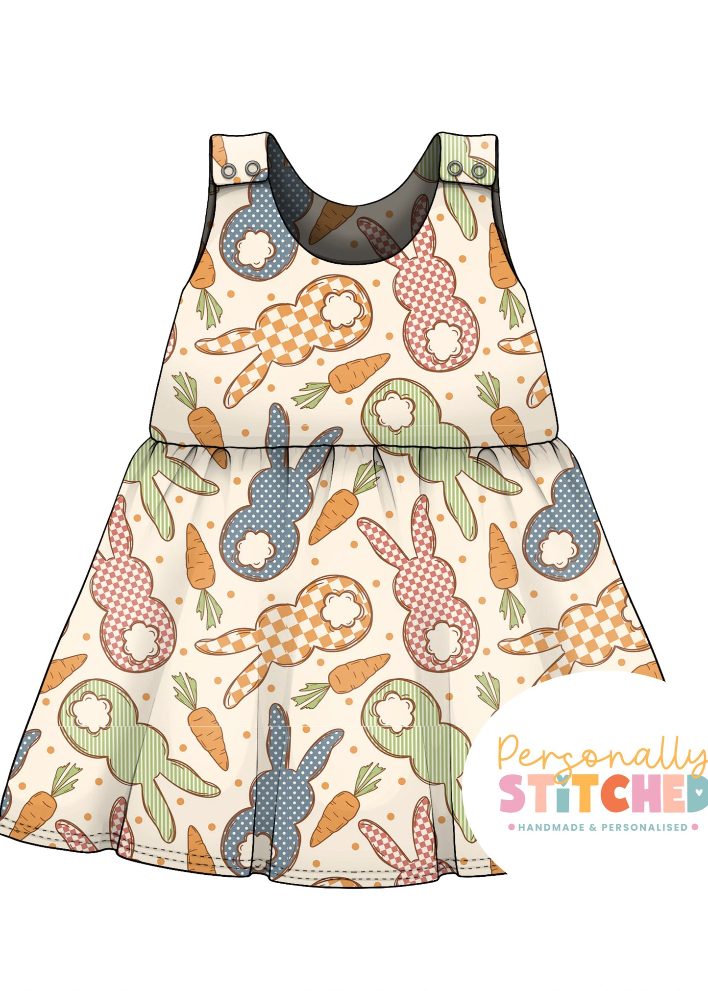 Cottage Bunnies Blue - French Terry Blossom Dress