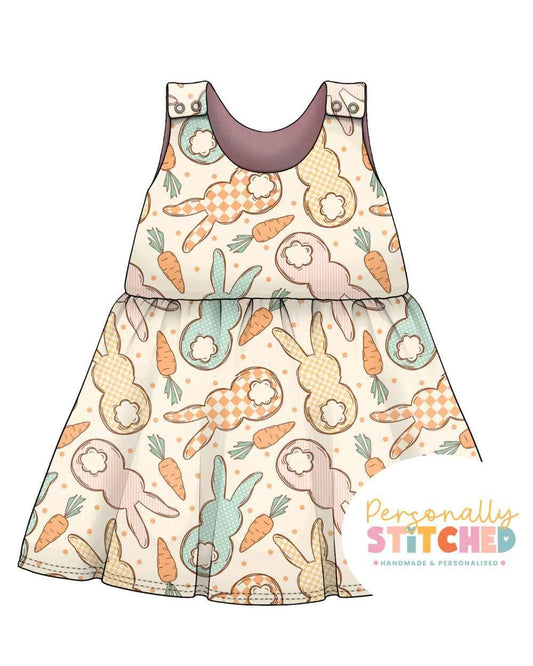 Cottage Bunnies Mint | Handmade Jersey Blossom Dress