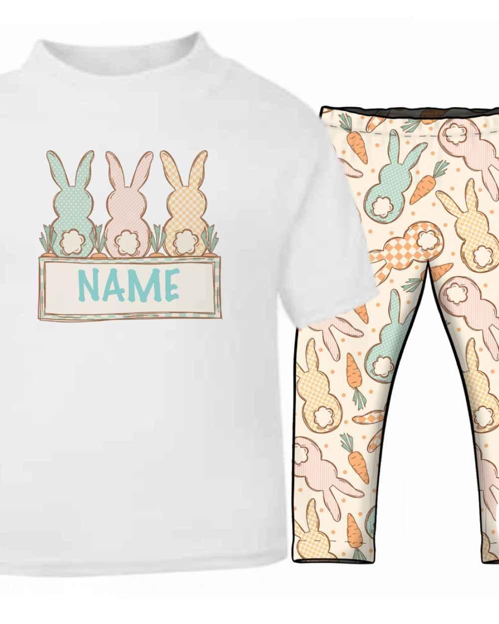 Personalised Cottage Bunnies Mint T-shirt | Printed