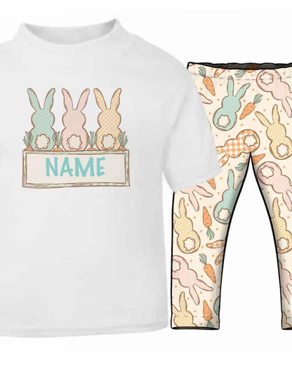 Personalised Cottage Bunnies Mint T-shirt | Printed