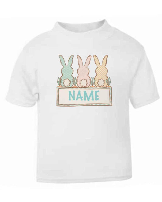 Personalised Cottage Bunnies Mint T-shirt | Printed
