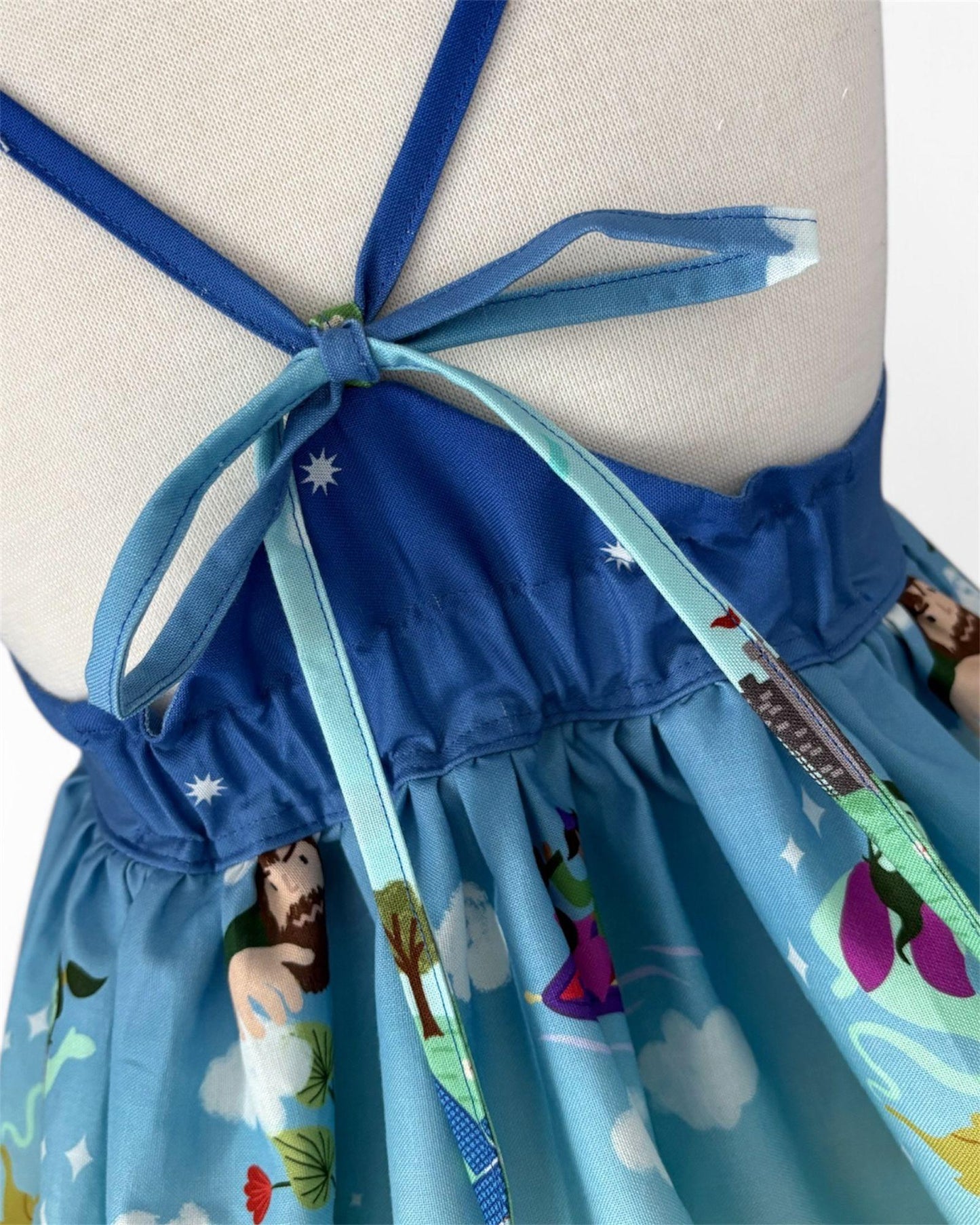 back view of fairytale dress showing the tie straps