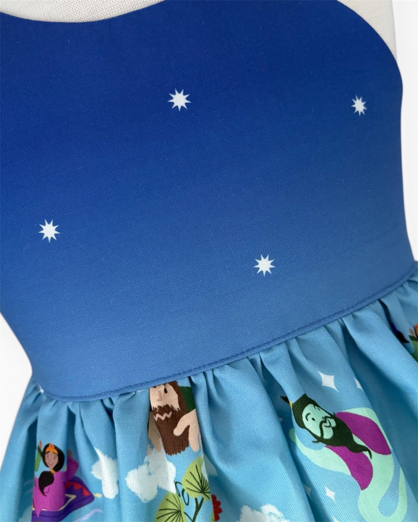close up front view of fairytale dress showing the waistline 