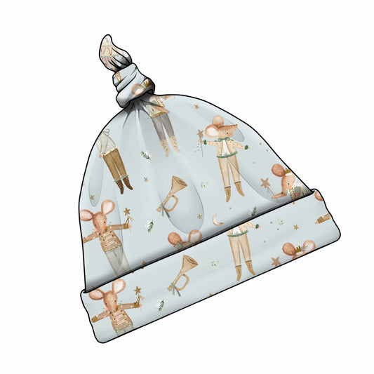 George Ballerina Mouse Print Handmade Tie Knot Baby Hat