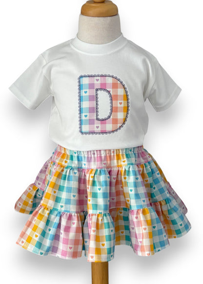 Appliqué lace Initial T-Shirt | Embroidered