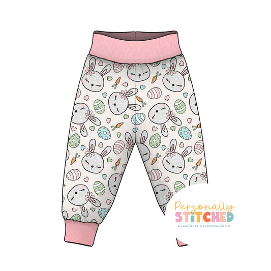 MISS Bunny Print French Terry Relaxed Fit Yoga Waist & Cuff Joggers