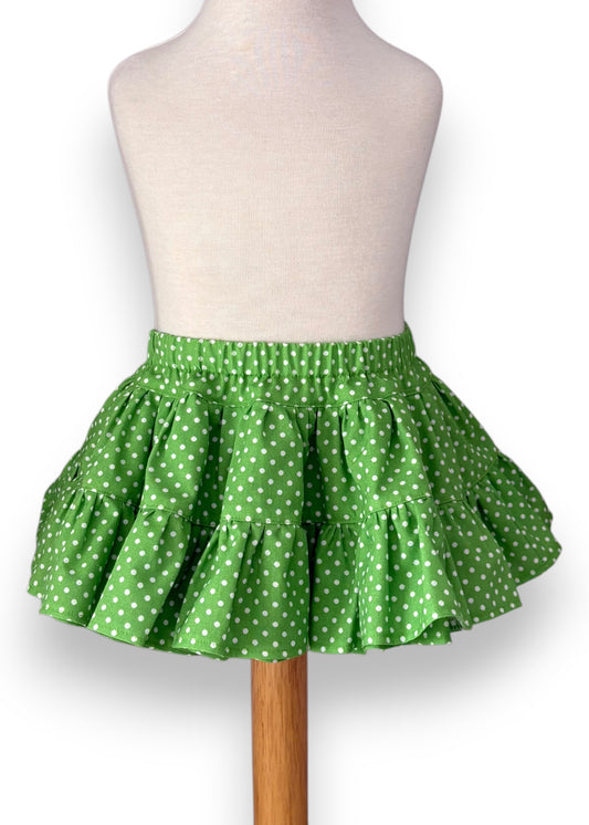Green Polka Dot Ruffle Skirt