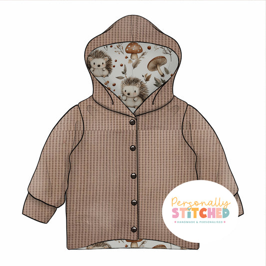 Exclusive Hedgehog Print & Waffle Knit Hooded Cardigan