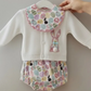 Little Bunny 3-Piece Baby Outfit – Embroidered Cardigan, Handmade Bib & Bloomers | Newborn & 0-3 Months
