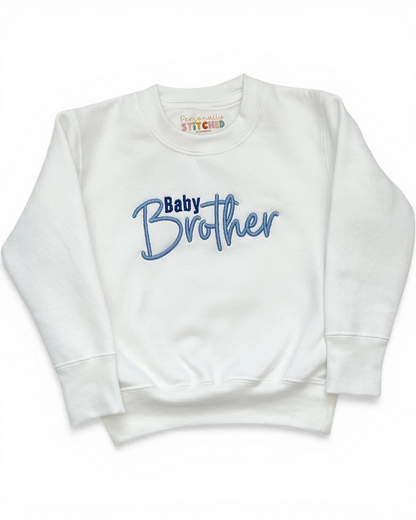 6-9 Months | Baby Brother Outfit | Waffle Knit Pants & Puff Embroidered Sweatshirt | READY TO POST