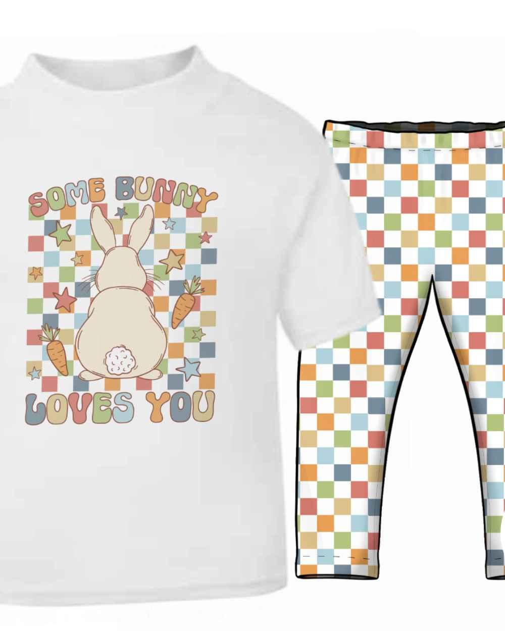 Some Bunny Loves You T-Shirt | Muted Checks | Printed
