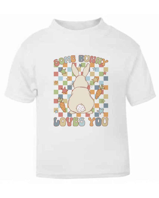Some Bunny Loves You T-Shirt | Muted Checks | Printed