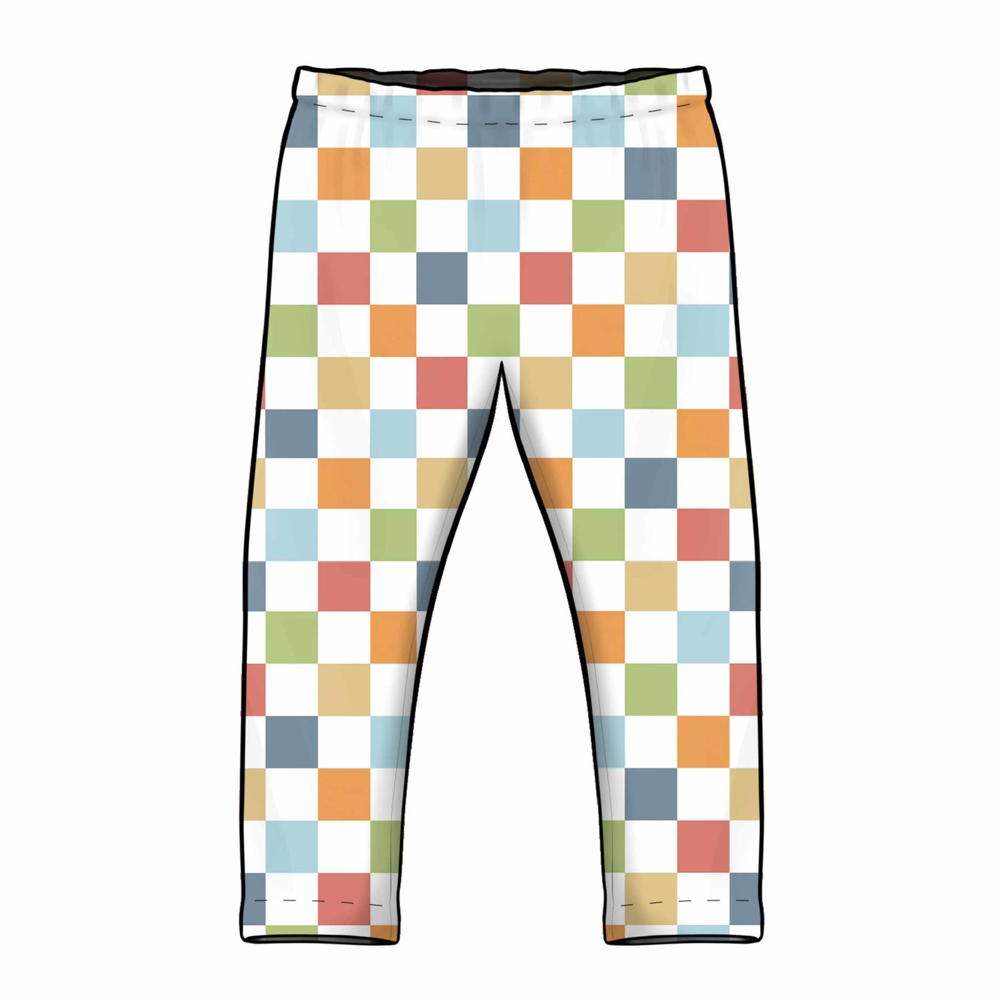Colorful checkered pants on a white background