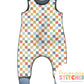 Muted Check Print French Terry Romper