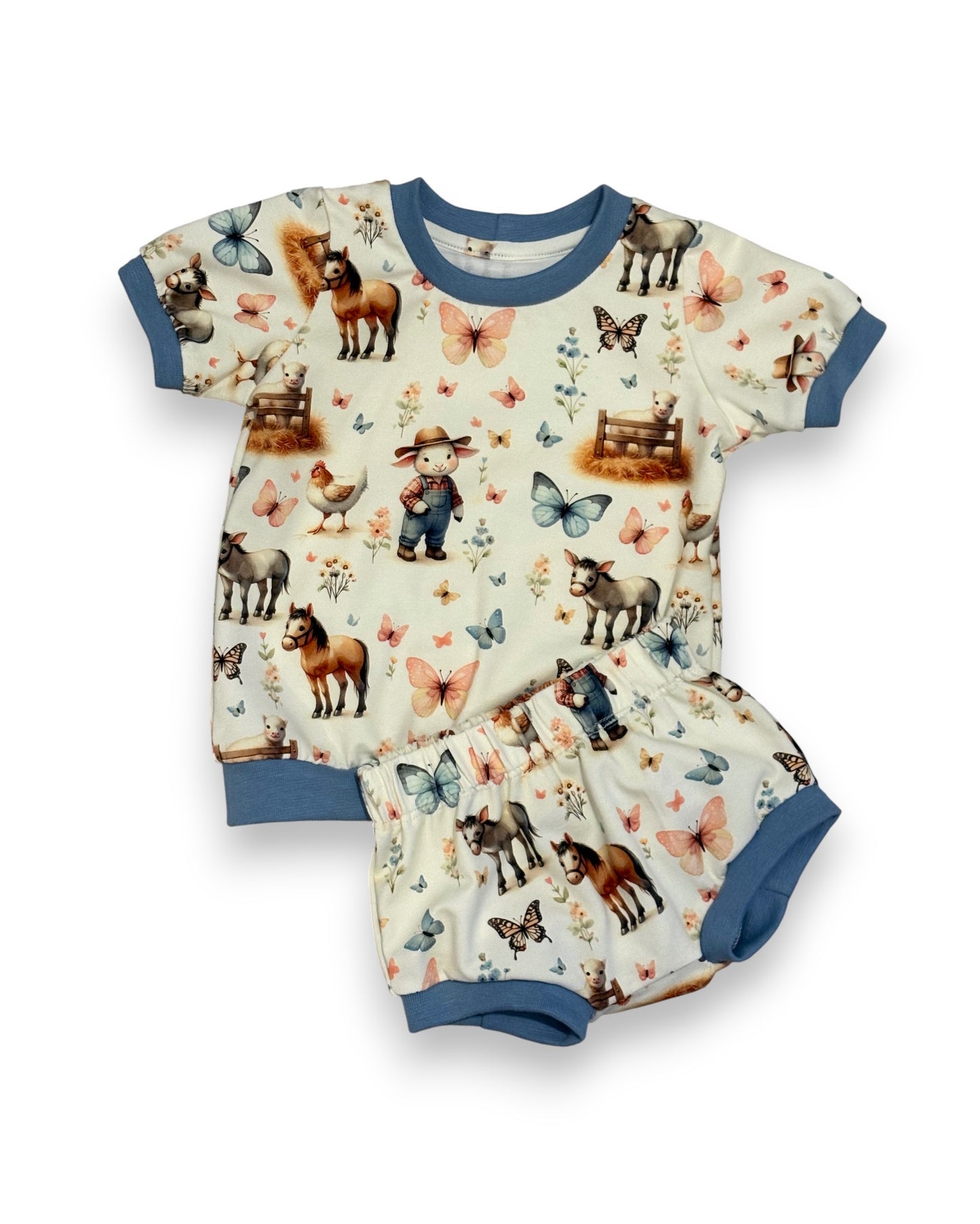 6-9 months- On The Farm T-Shirt & Bummies (READY TO POST)
