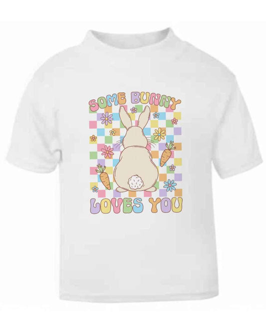 Some Bunny Loves You T-Shirt | Pastel Checks | Printed