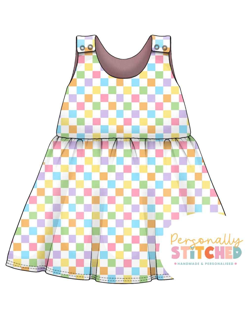 Pastel Checks | Handmade Jersey Blossom Dress