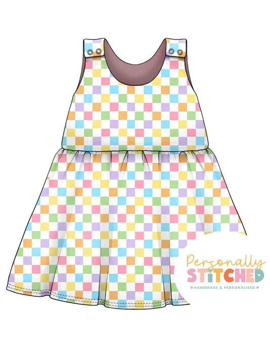 Pastel Checks | Handmade Jersey Blossom Dress