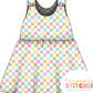 Pastel Check Print French Terry Blossom Dress