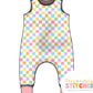 Pastel Check Print French Terry Romper