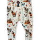 Personally Stitched white cotton leggings with a farm animal and butterfly print, featuring horses, donkeys, chickens, and a lamb.