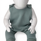 Personally Stitched sea green waffle knit cotton romper for 0-3 months. Handmade, breathable, and Oeko-Tex certified.