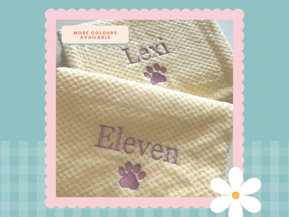 Personalised Waffle Pet Blanket With Paw Print | Embroidered