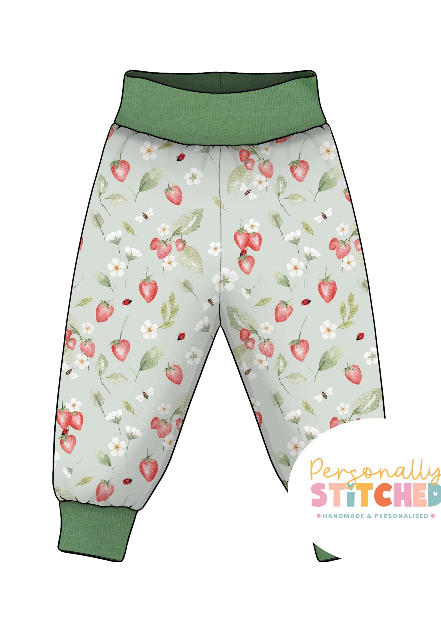 Strawberry Meadow Print French Terry Relaxed Fit Contrast Waist & Cuff Joggers