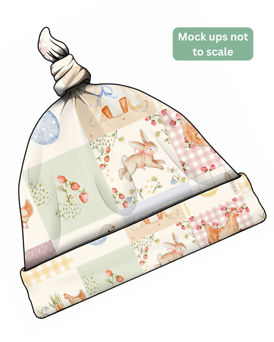 Tie Knot Hat- Posy Easter Quilt Flower Print